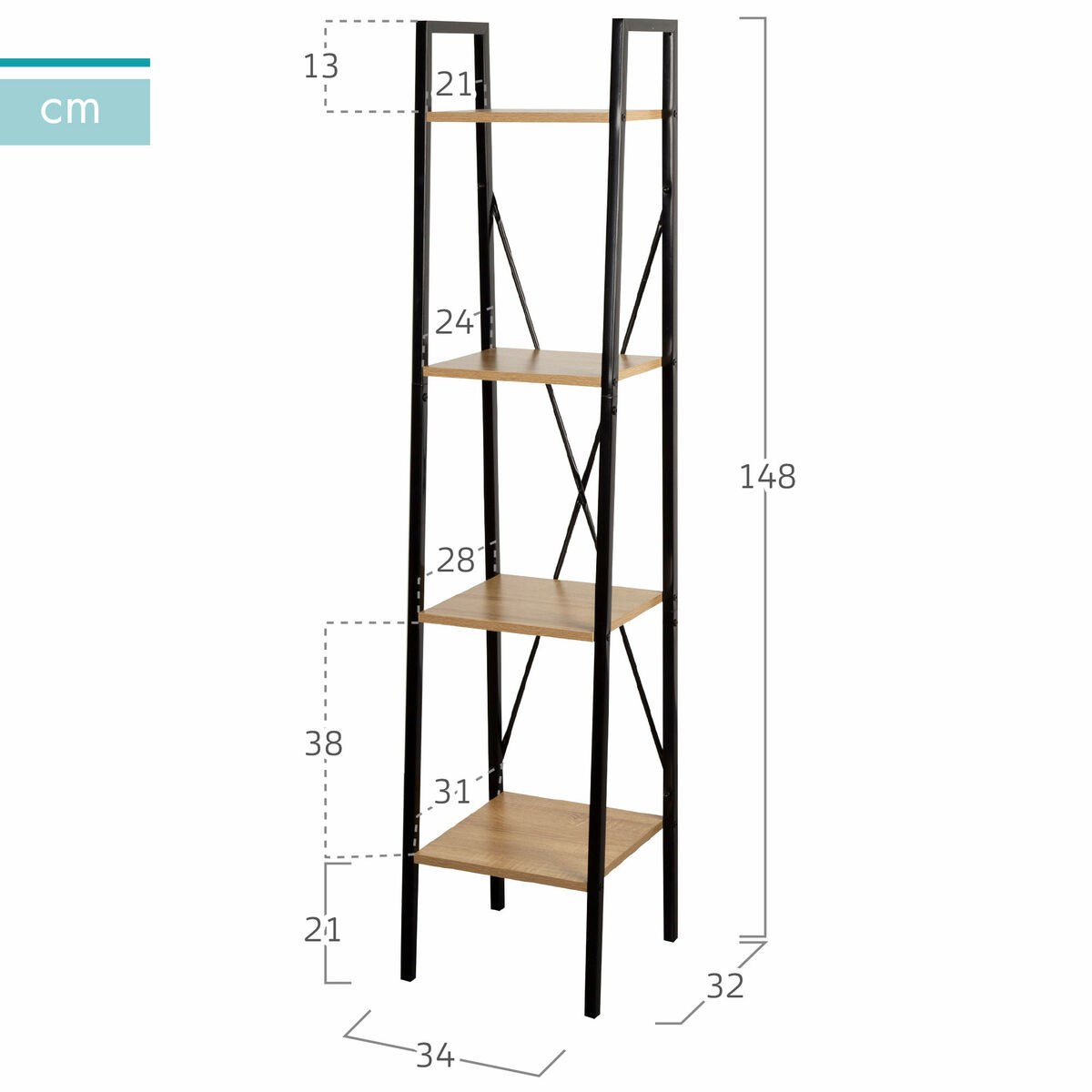Hyllyt Max Home Teräs Melamiini lastulevy 34 x 148 x 32 cm